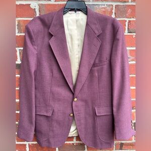 Stafford Wool Blend Burgundy Gold 44R Button Blazer Sport Coat Made in USA  Z4
